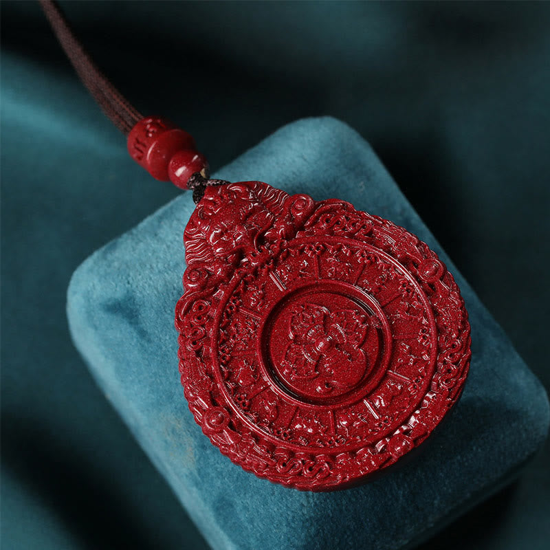 Nimara Ritual Chinese Zodiac Natural Cinnabar Bagua Amulet Keep Away Evil Spirits Necklace Pendant