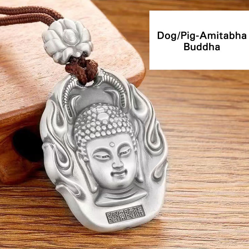 Nimara Ritual Chinese Zodiac Natal Buddha Om Mani Padme Hum Lotus Compassion Necklace Pendant