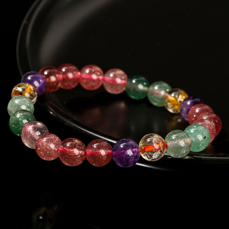 Nimara Ritual Natural Multicolored Strawberry Quartz Love Healing Beaded Bracelet