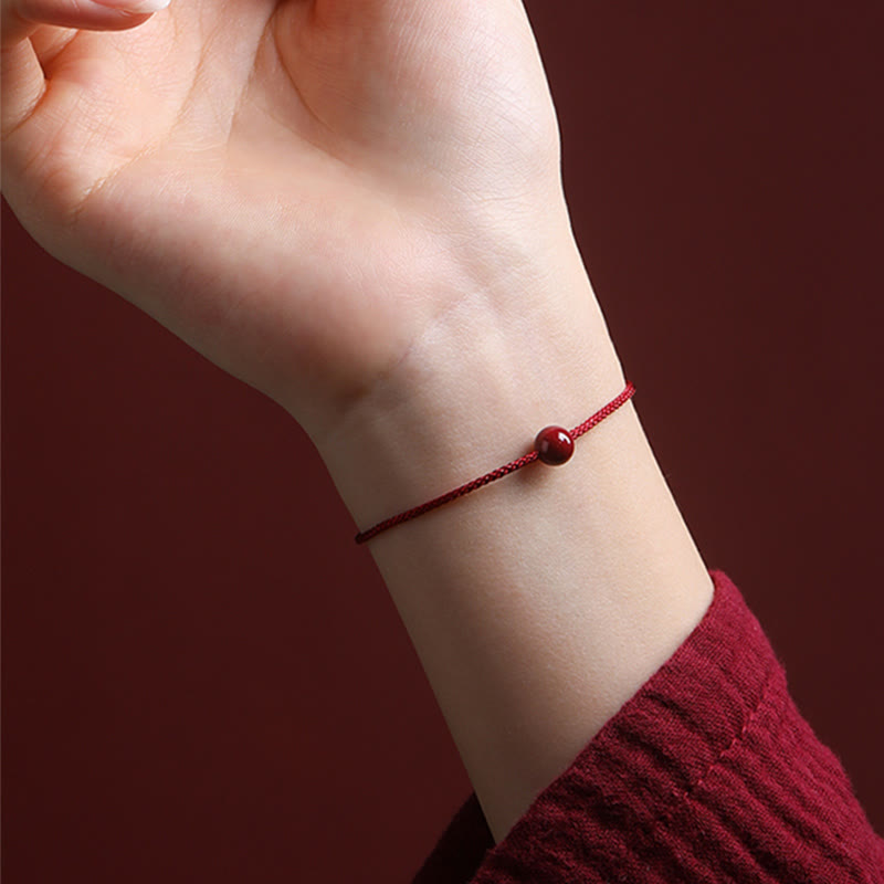 Nimara Ritual Natural Cinnabar Red Agate Blessing Red String Bracelet