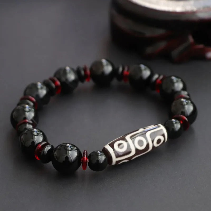Nimara Ritual Black Onyx Nine-Eye Dzi Bead Wealth Protection Bracelet