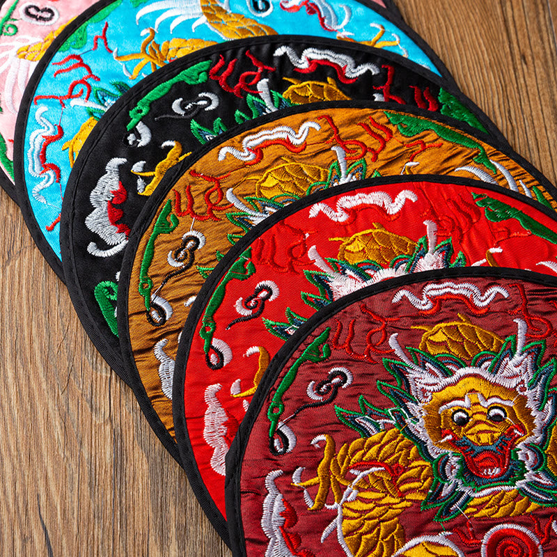 Nimara Ritual Dragon Embroidery Cup Mat Pad Tea Cup Coaster Kung Fu Tea Mat
