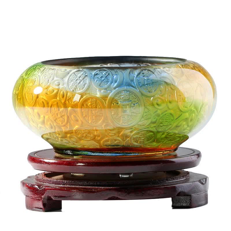 Nimara Ritual Handmade Liuli Crystal Treasure Bowl Ingots Art Piece Home Decoration