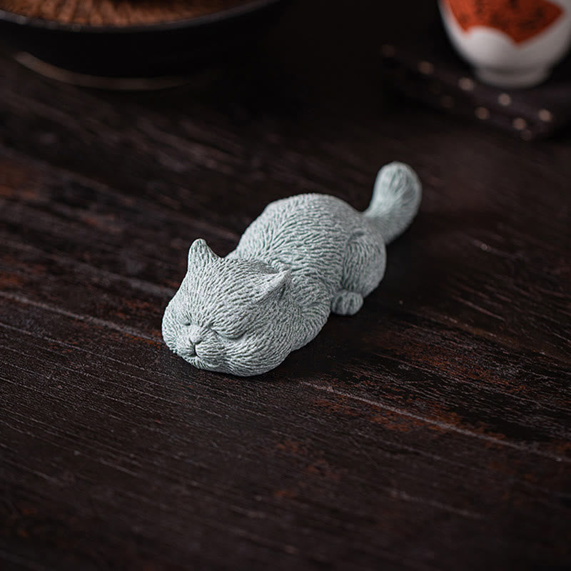 Nimara Ritual Small Cat Home Tea Pet Figurine Desk Decoration