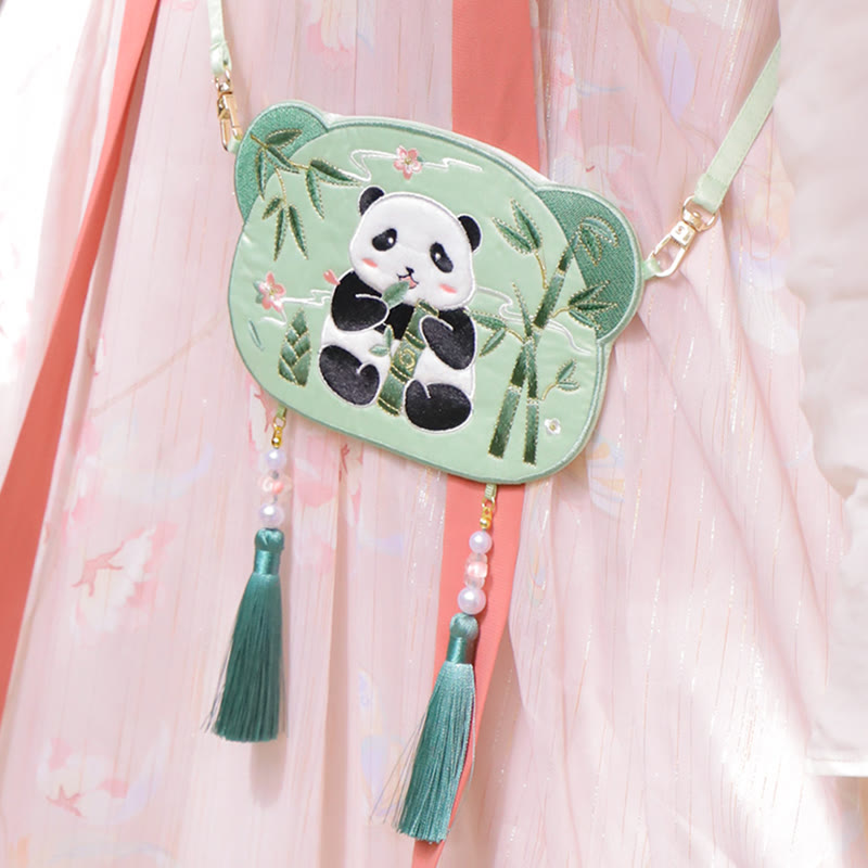 Nimara Ritual Embroidery Lucky Panda Cat Shiba Inu Deer Rabbit Fox Flower Cute Animal Hanfu Bag Crossbody Bag Shoulder Bag