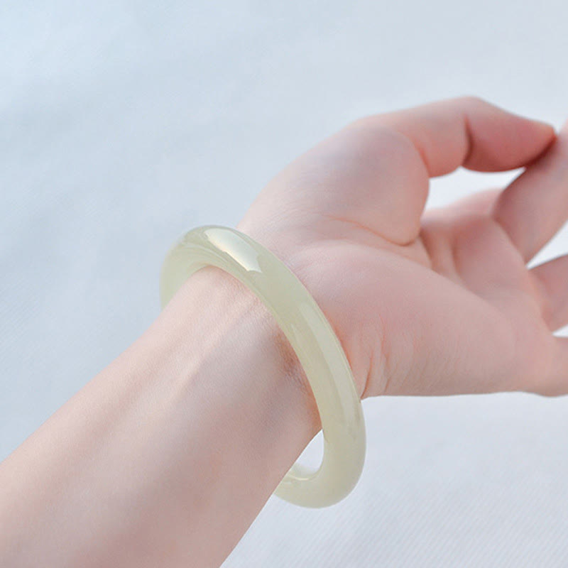 Nimara Ritual Natural Afghanistan Jade Abundance Cuff Bracelet Bangle