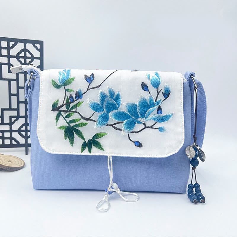 Nimara Ritual Embroidered Camellia Epiphyllum Gardenia Sakura Flowers Crossbody Bag Shoulder Bag Cellphone Bag