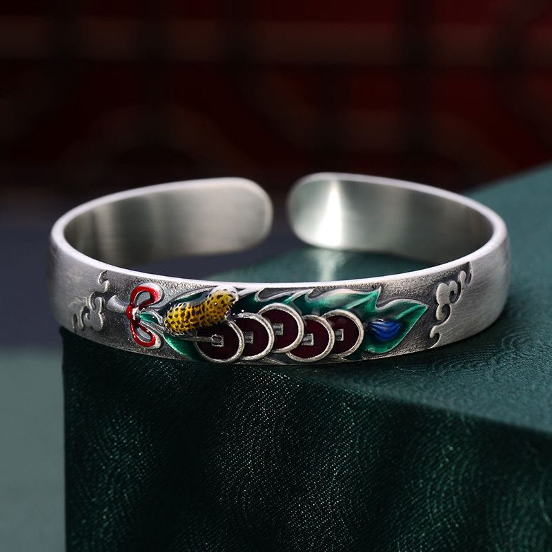 Nimara Ritual Feng Shui Five Emperor Coins Peanut Wealth Bracelet Bangle