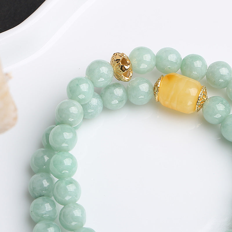 Nimara Ritual 925 Sterling Silver Natural Jade Amber Butterfly Luck Abundance Bracelet