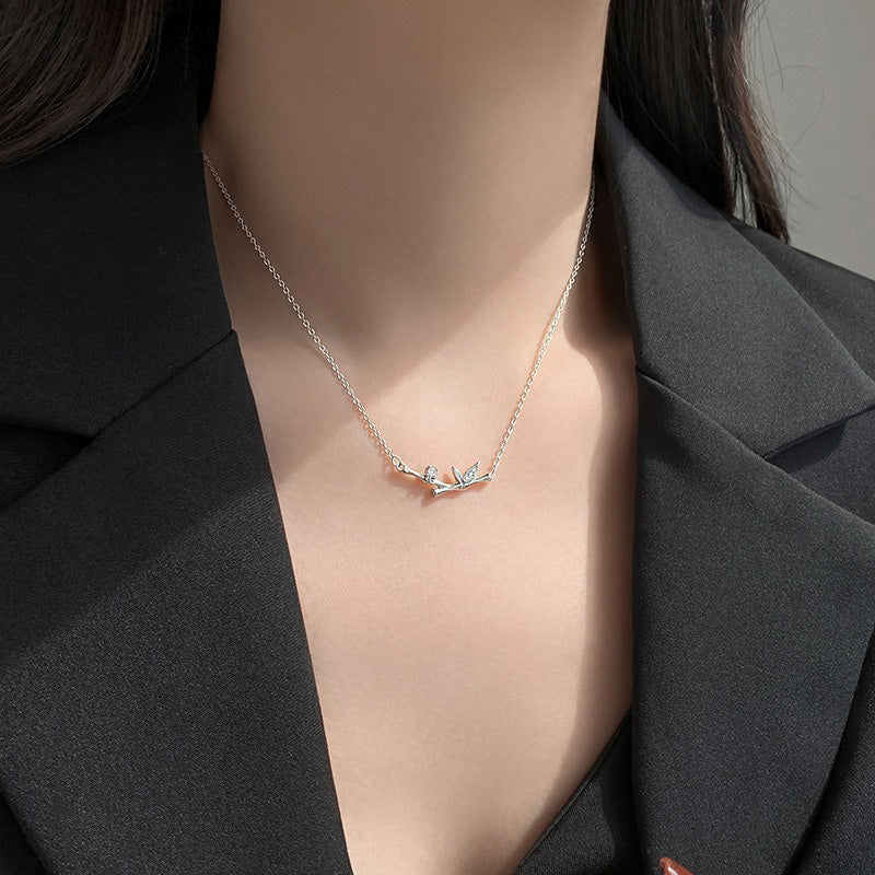 Nimara Ritual Bamboo Leaf Design Copper Zircon Wealth Necklace Pendant