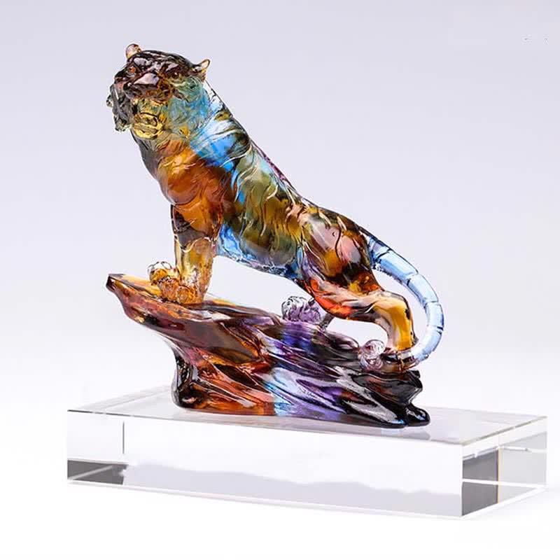 Nimara Ritual Handmade Liuli Crystal Tiger Art Piece Protection Home Decoration