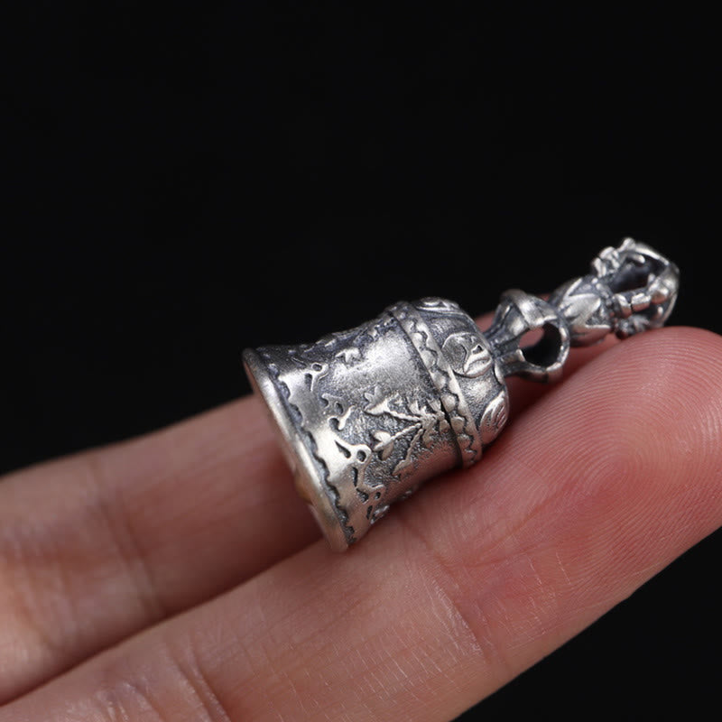 Nimara Ritual Tibet 925 Sterling Silver Om Mani Padme Hum Dorje Bell Vajra Engraved Enlightenment Pendant Hanging Decoration