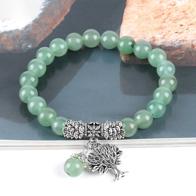 Nimara Ritual Natural Gemstone Tree of Life Lucky Charm Stretch Bracelet