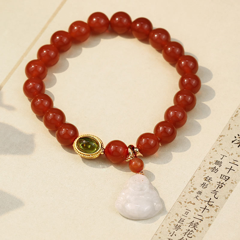 Nimara Ritual Natural Red Agate Buddha Success Bracelet