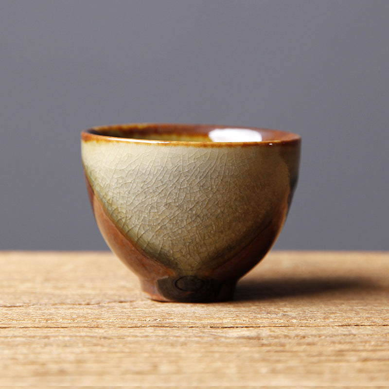 Nimara Ritual Vintage Brown Beige Kiln Change Ceramic Teacup Kung Fu Tea Cup Bowl