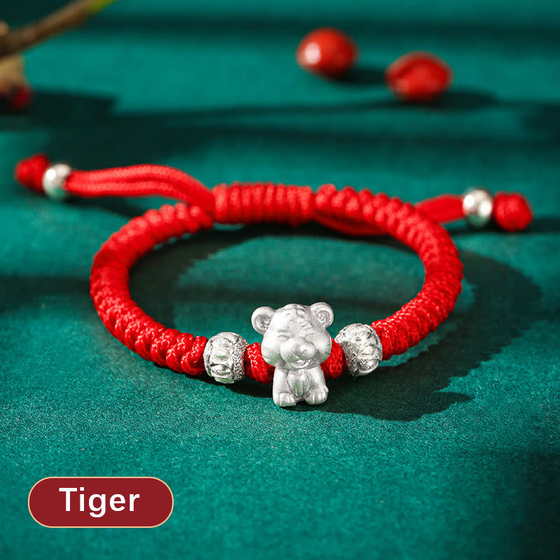 Nimara Ritual 999 Sterling Silver Chinese Zodiac Red Rope Luck Handcrafted Kids Bracelet