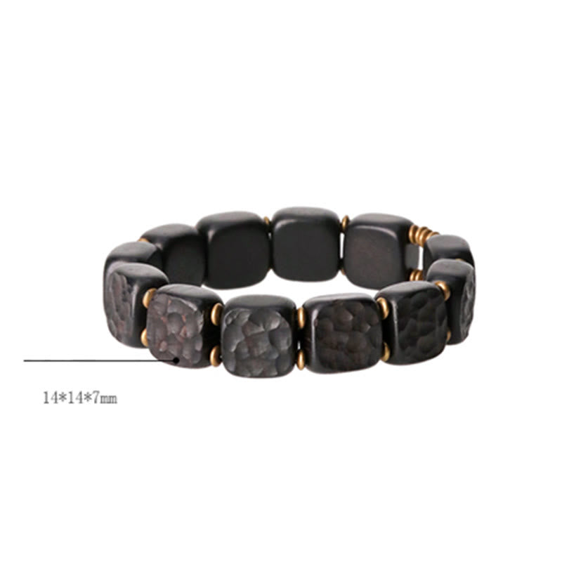 Nimara Ritual Retro Ebony Wood Texture Style Copper Peace Balance Bracelet