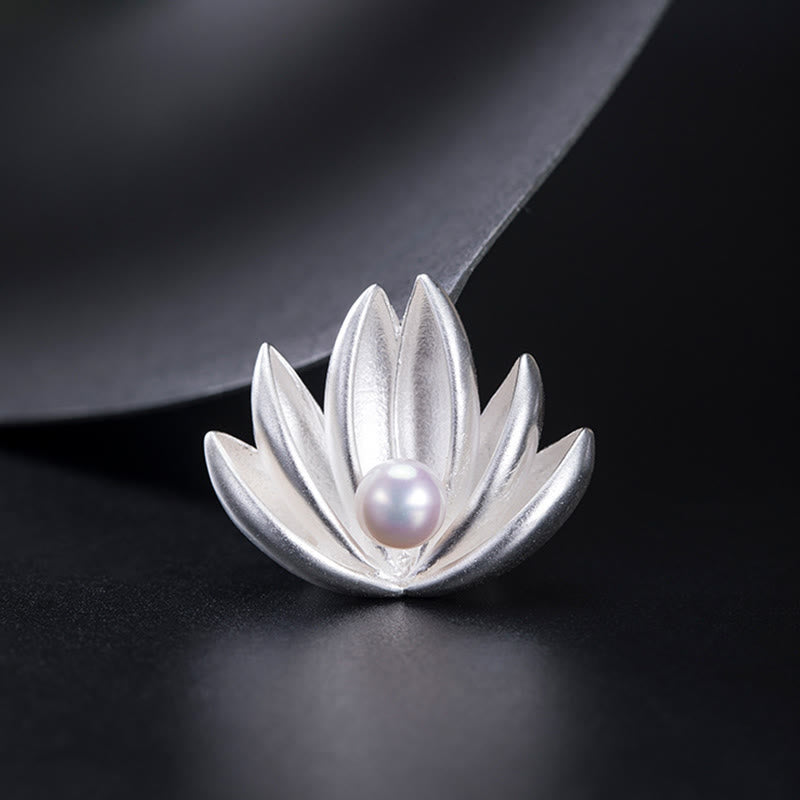 Nimara Ritual 925 Sterling Silver Lotus Flower Pearl New Beginning Brooch