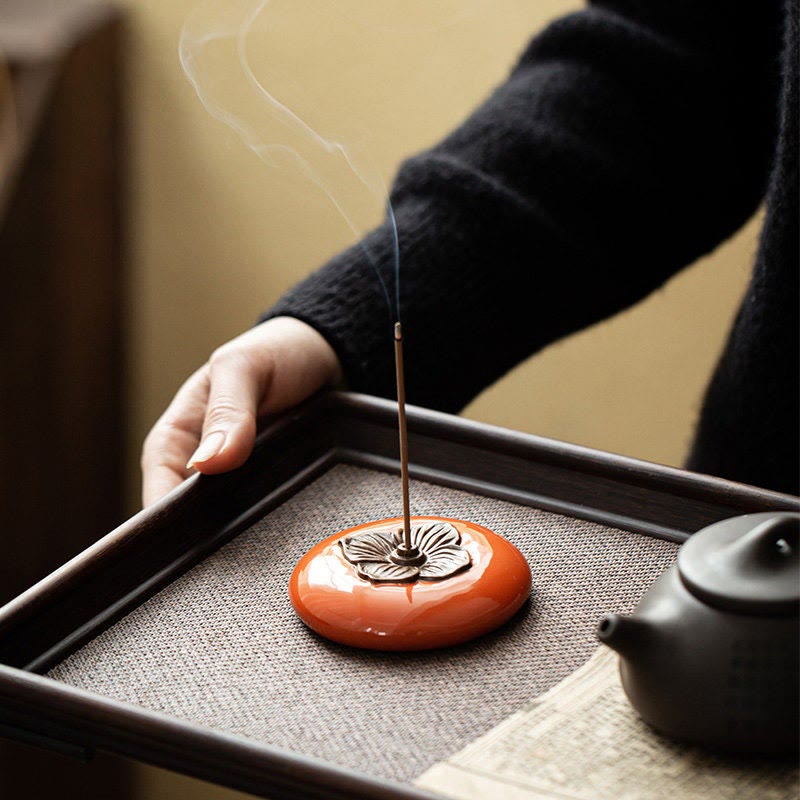 Nimara Ritual Persimmon Ceramic Meditation Healing Incense Burner Incense Holders