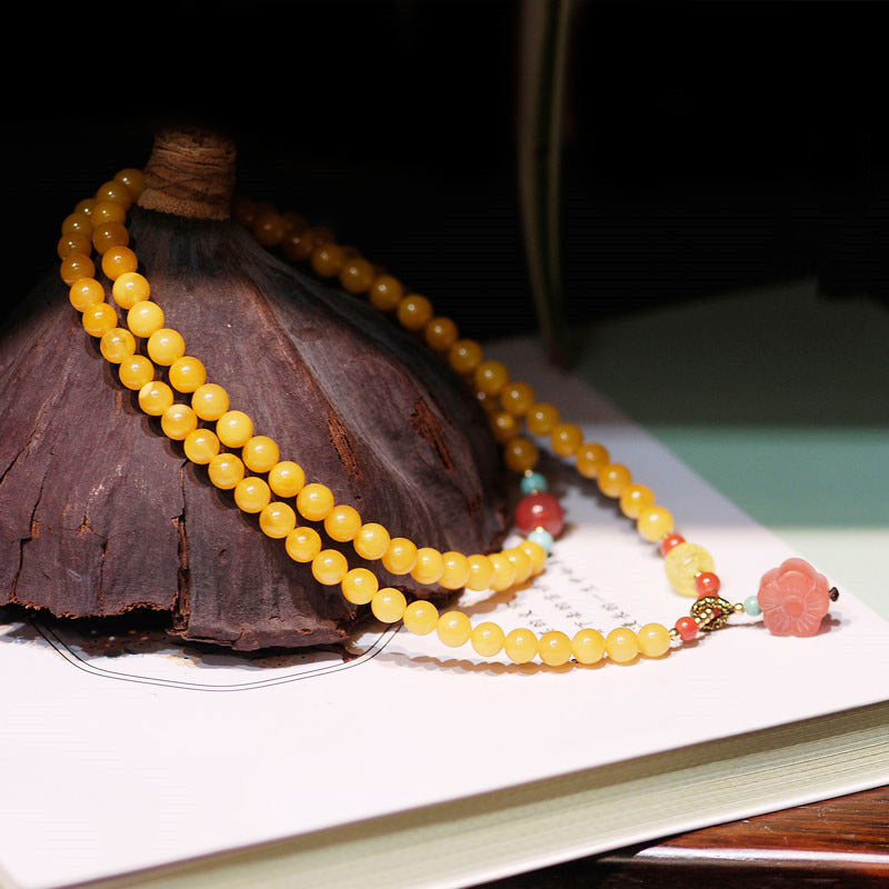 Nimara Ritual Amber Healing Balance Necklace Flower Charm Bracelet