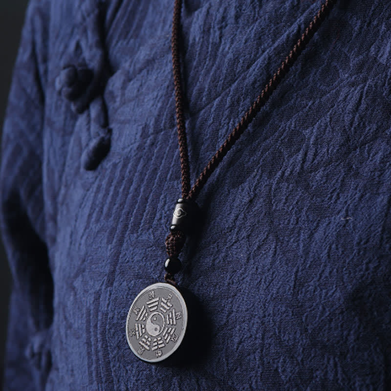 Nimara Ritual Black Obsidian Bagua Yin Yang Strength Necklace Pendant