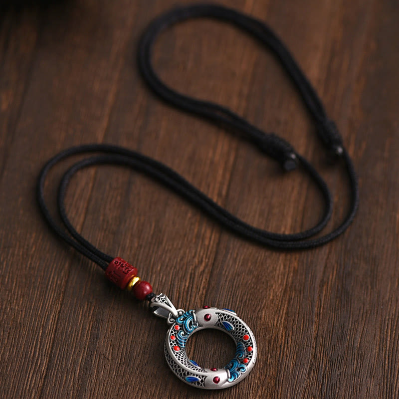 Nimara Ritual Koi Fish Peace Buckle Copper Wealth Luck Necklace Pendant