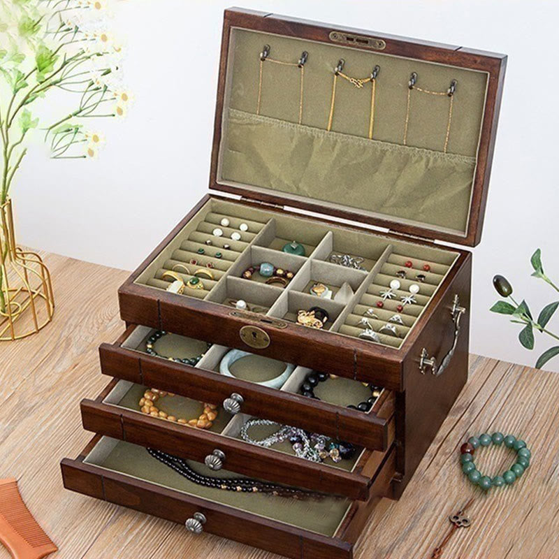 Nimara Ritual Retro Solid Wood Jewelry Box Four-Layer Wooden Jewelry Storage Box