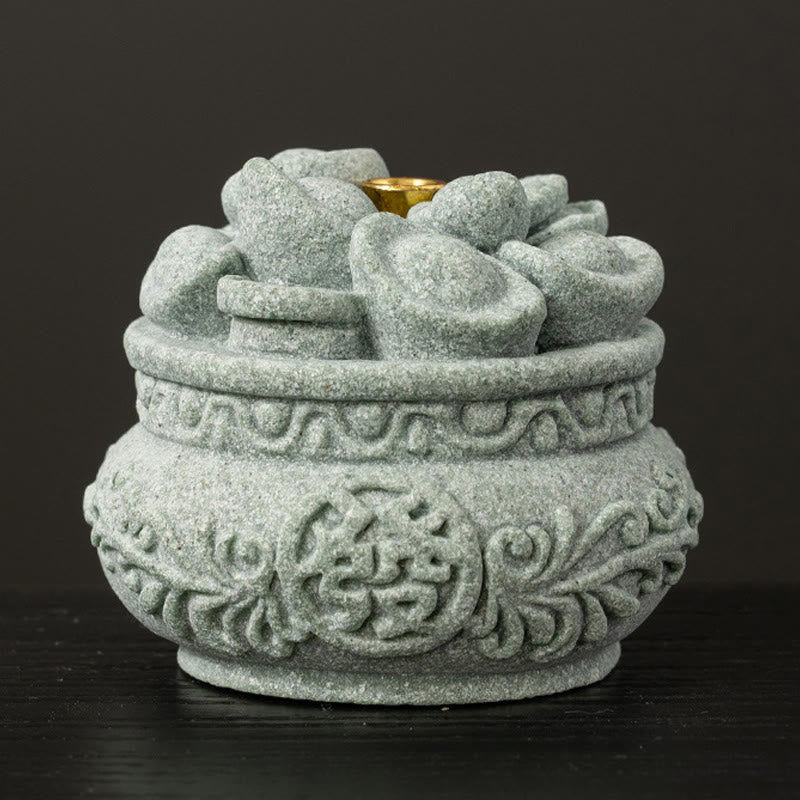 Nimara Ritual Chinese Character Fu Ingots Healing Incense Burner Desk Decoration