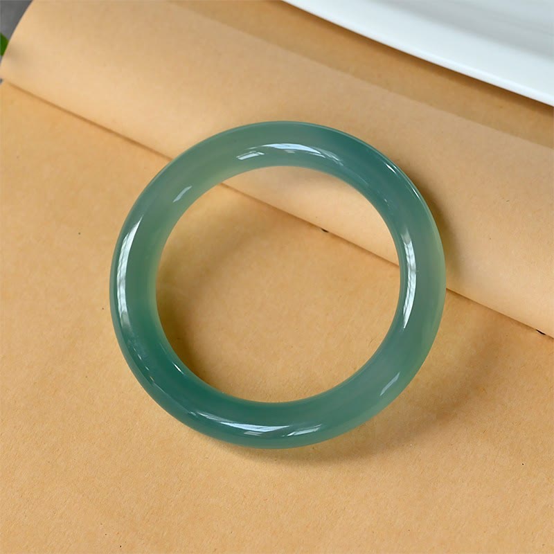 Nimara Ritual Natural Green Chalcedony Strength Bangle Bracelet