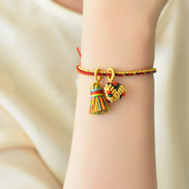 Nimara Ritual Colorful Rope Luck Handmade Zongzi Golden Ball Charm Bracelet