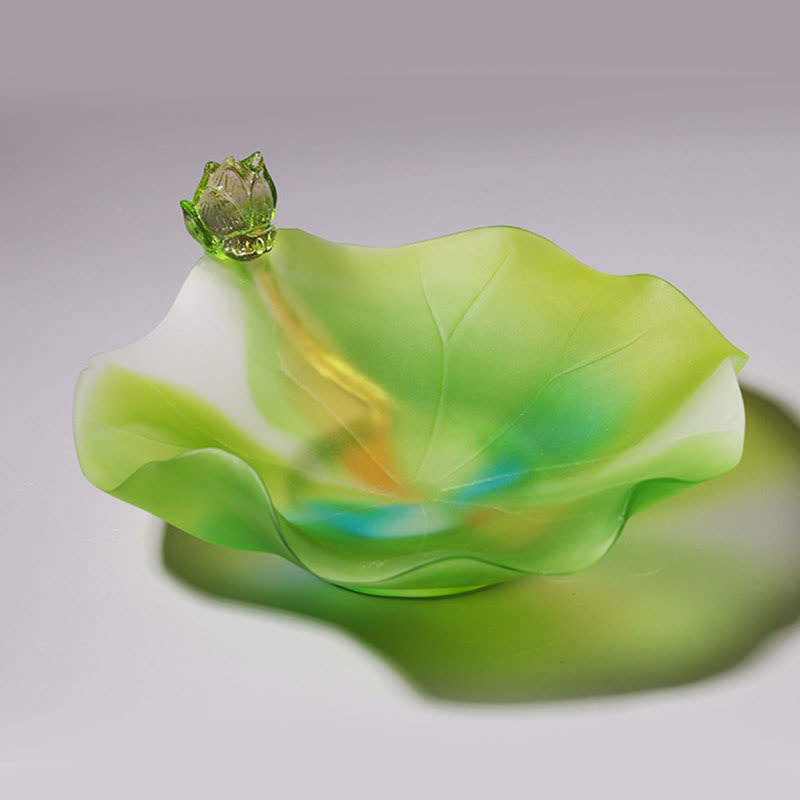 Nimara Ritual Feng Shui Lotus Handmade Liuli Crystal Art Piece Home Office Offering Decoration