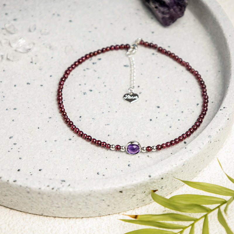 Nimara Ritual Garnet Amethyst Purification Calm Anklet
