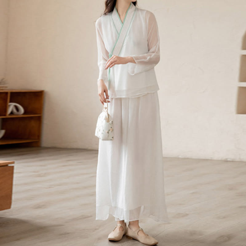 Nimara Ritual Retro Prayer Zen Spiritual Meditation Practice Chiffon Clothing Women's Set