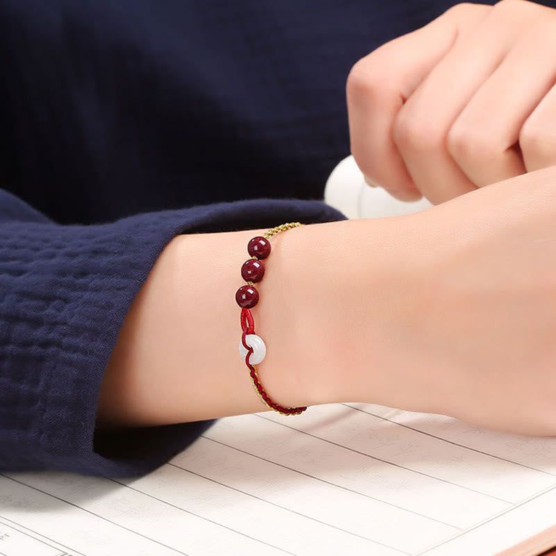 Nimara Ritual Natural Cinnabar Jade Peace Buckle Blessing Bracelet