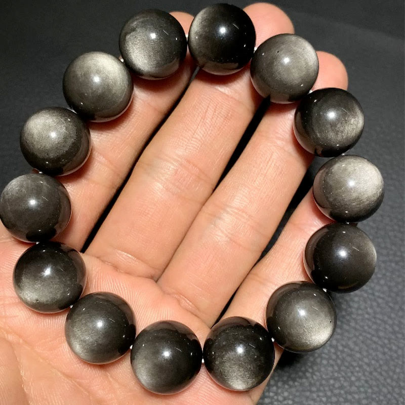 Nimara Ritual Natural Silver Sheen Obsidian Soothing Protection Bracelet