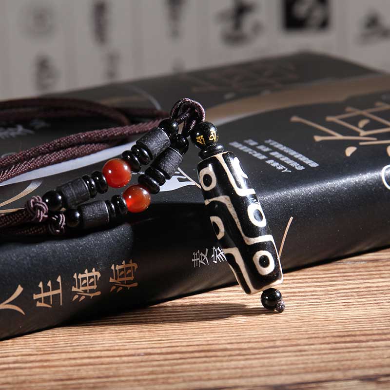 Nimara Ritual Tibetan Nine-Eye Dzi Bead Wealth Necklaces & Pendants