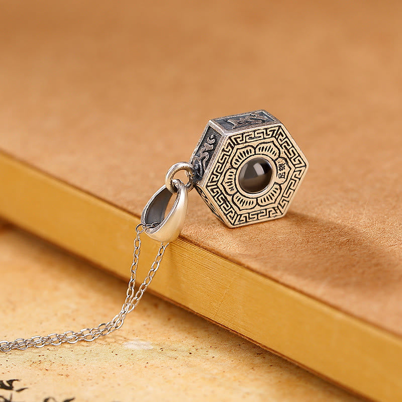 Nimara Ritual 990 Sterling Silver Tibetan Om Mani Padme Hum Lotus Love Projection Necklace Pendant