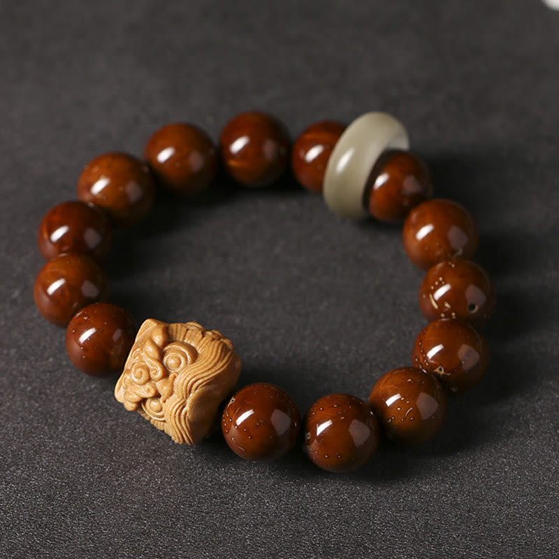 Nimara Ritual Purple Bodhi Seed Dancing Lion Wisdom Bracelet