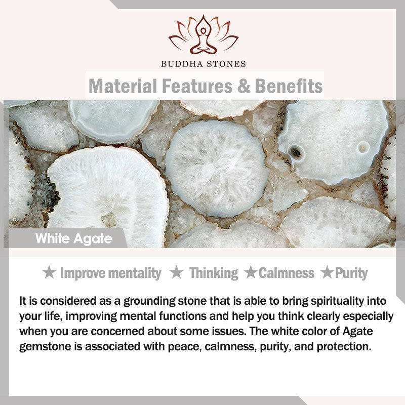 Nimara Ritual White Agate Jade Lotus Protection Bracelet