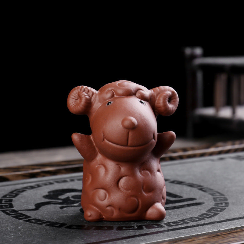 Nimara Ritual Chinese Zodiac Purple Clay Wealth Ceramic Tea Pet Home Figurine Decoration