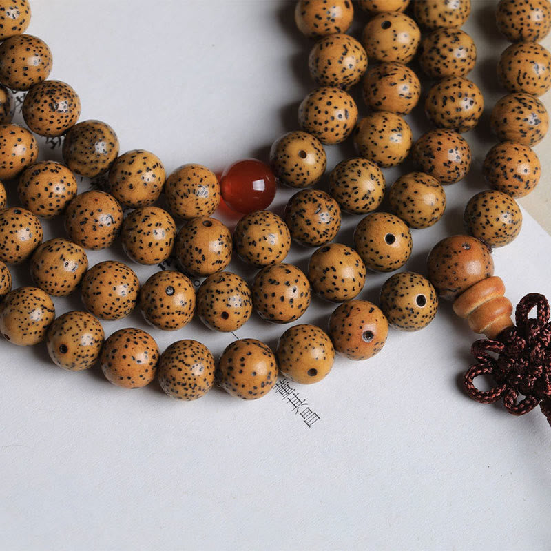 Nimara Ritual 108 Mala Beads Bodhi Seed Red Agate Auspiciousness Bracelet