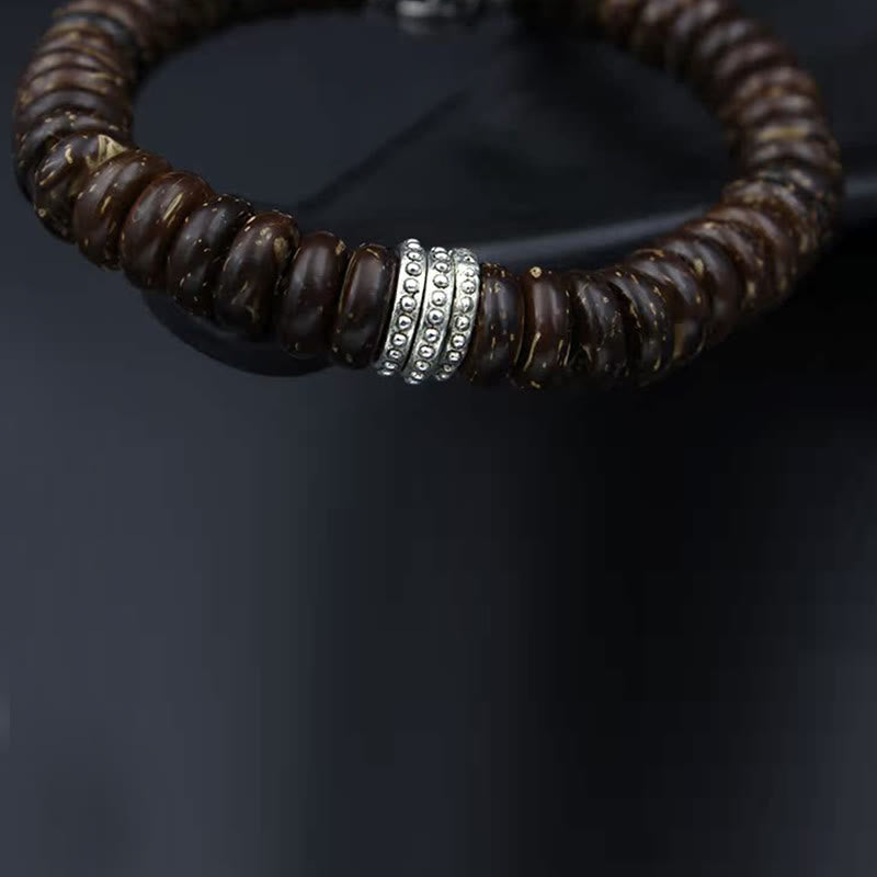 Nimara Ritual Natural Tibetan Coconut Shell Om Mani Padme Hum Positive Bracelet