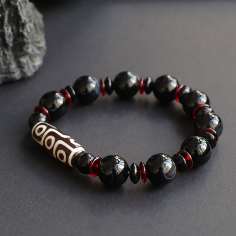 Nimara Ritual Black Onyx Nine-Eye Dzi Bead Wealth Protection Bracelet