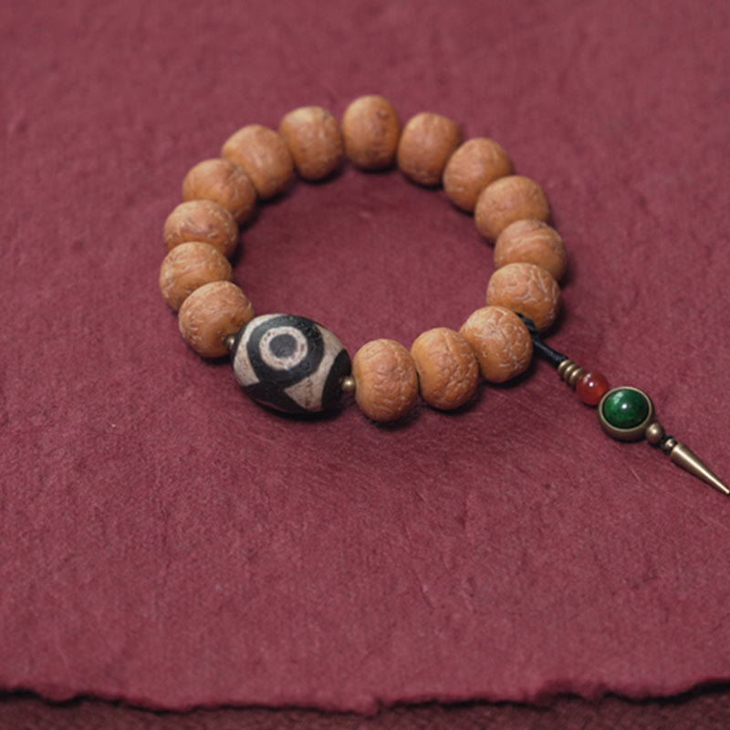 Nimara Ritual Tibet Bodhi Seed Dzi Bead Peace Charm Wrist Mala Bracelet