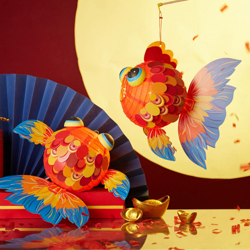 Nimara Ritual DIY Good Luck Koi Fish Paper Lantern Lamp Mid-Autumn Festival Child Kids Lantern Decoration