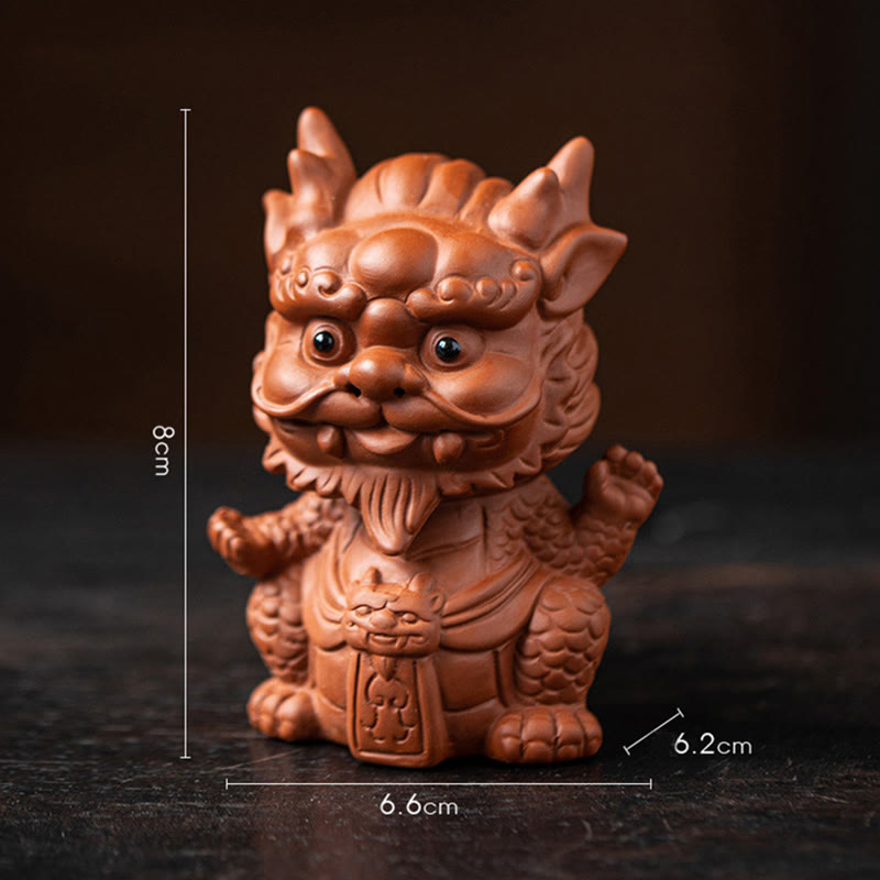 Nimara Ritual Luck Dragon Wealth Tea Pet Purple Clay Figurine Decoration