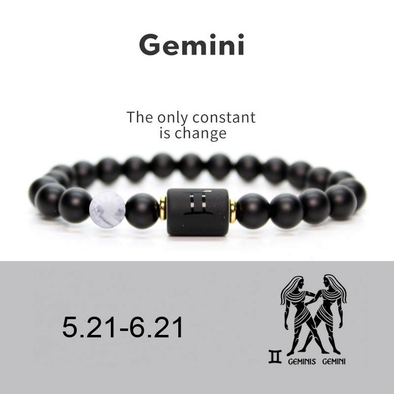 Nimara Ritual 12 Constellations of the Zodiac Black Onyx Adjustable Bracelet