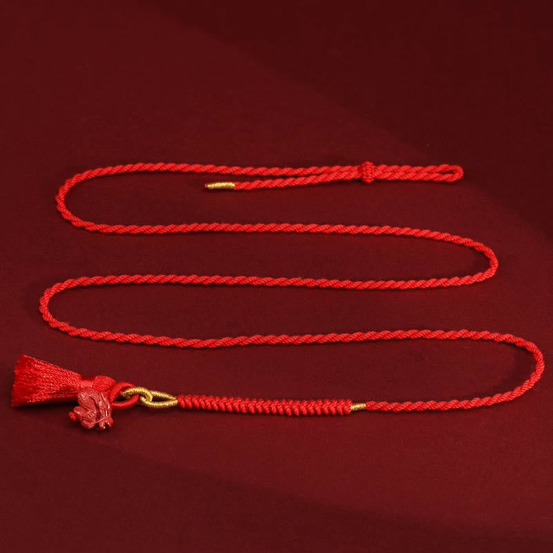 Nimara Ritual Natural Cinnabar Dragon Blessing Red String Belly Chain