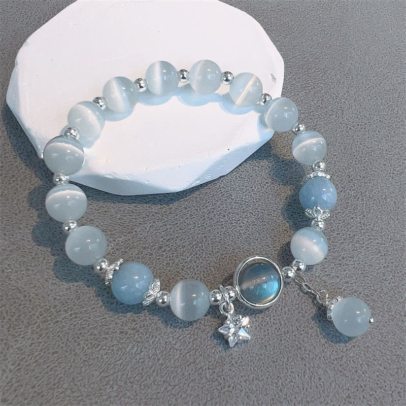 Nimara Ritual Cat's Eye Moonstone Butterfly Star Charm Support Bracelet