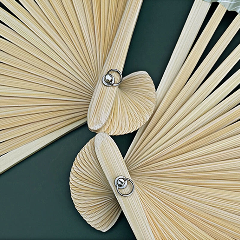 Nimara Ritual Lotus Flowers Leaf Koi Fish Handheld Paper Bamboo Folding Fan